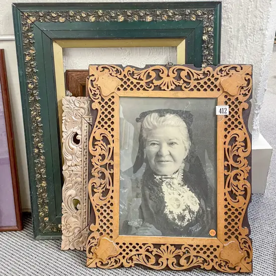 Collection of Five Frames including Single Fretwork