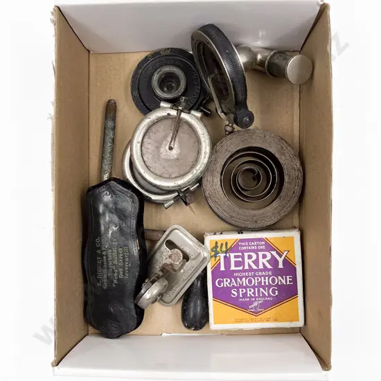 Three Gramophone Needle Casings and other Components