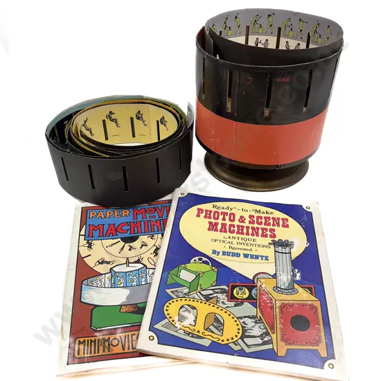 Vintage Zoetrope with Nine Slides and Two Photo Machine Books