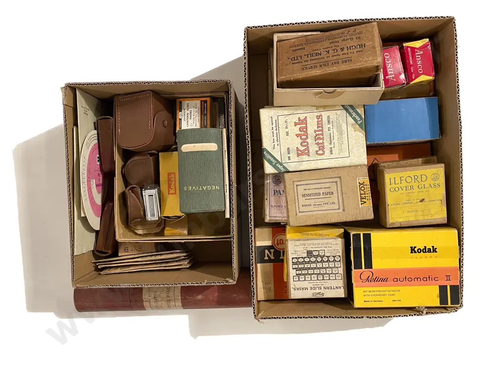 Collection of Vintage Kodak Camera Accessories Empty Boxes and Other Various Gear Image 1++