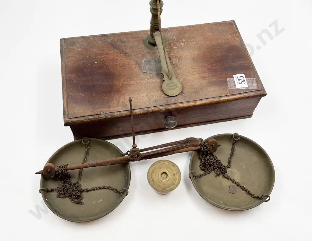 Victorian Beam Balanced Scales Together with Bucket Weights Image 1++