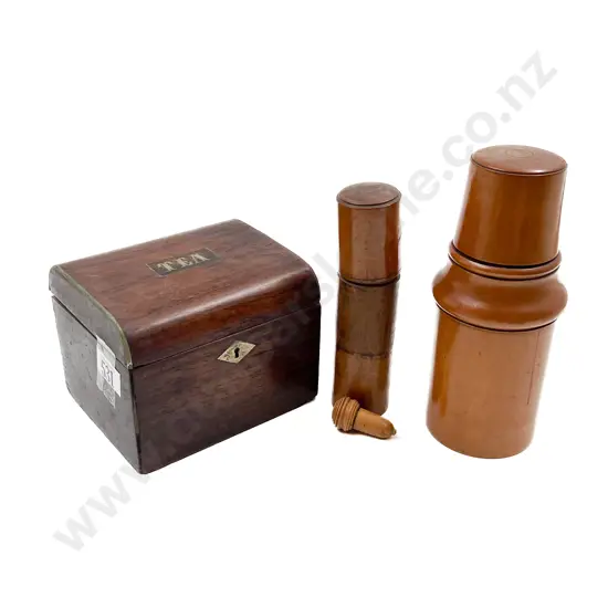 Victorian Rosewood Tea Caddy and Treen