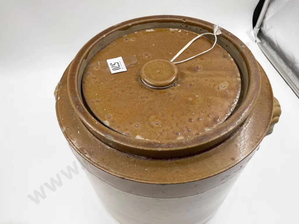 Large Stoneware Crock with Cover Image 1++