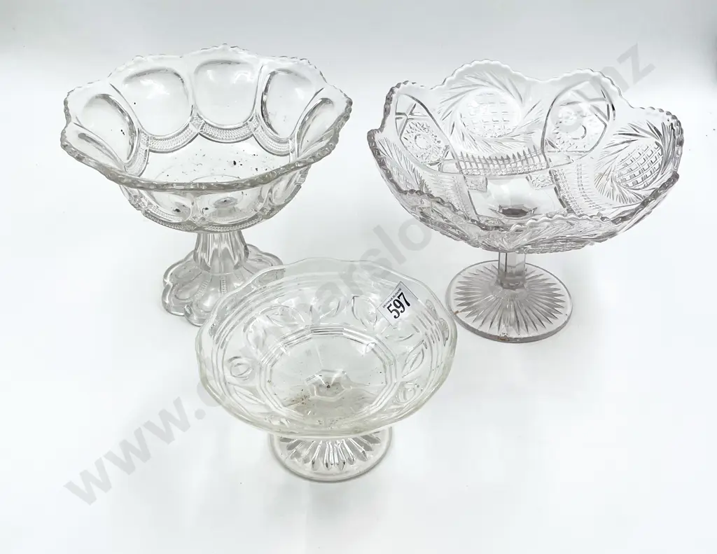 Three Victorian Pressed Glass Comports Image 1++