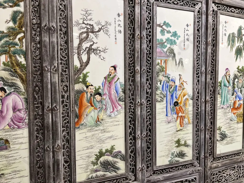 A Set of Four Framed Chinese Porcelain Panels Image 1++
