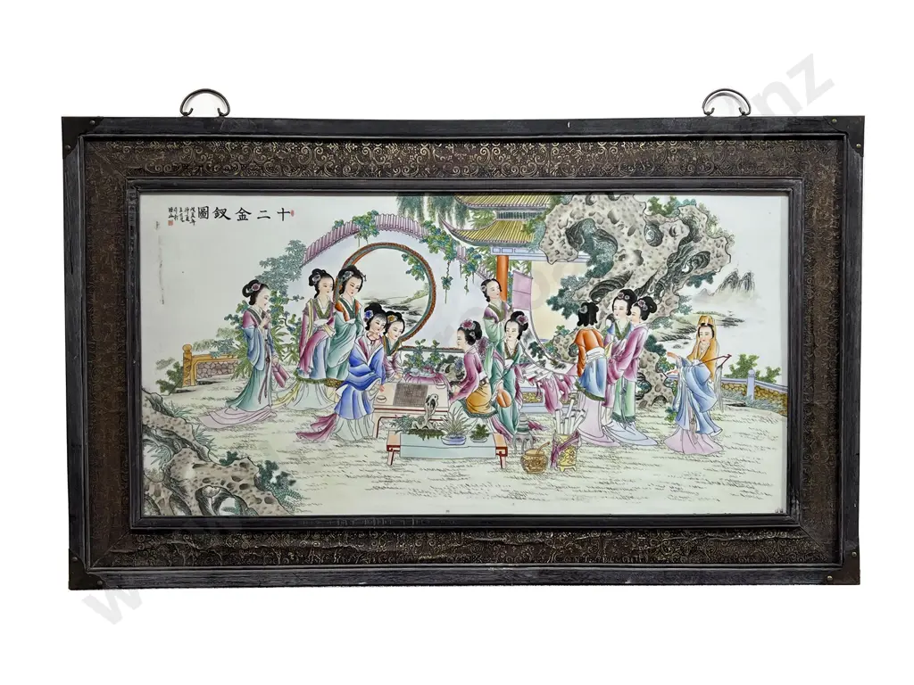 A Large Decorative Chinese Porcelain Panel Image 1++