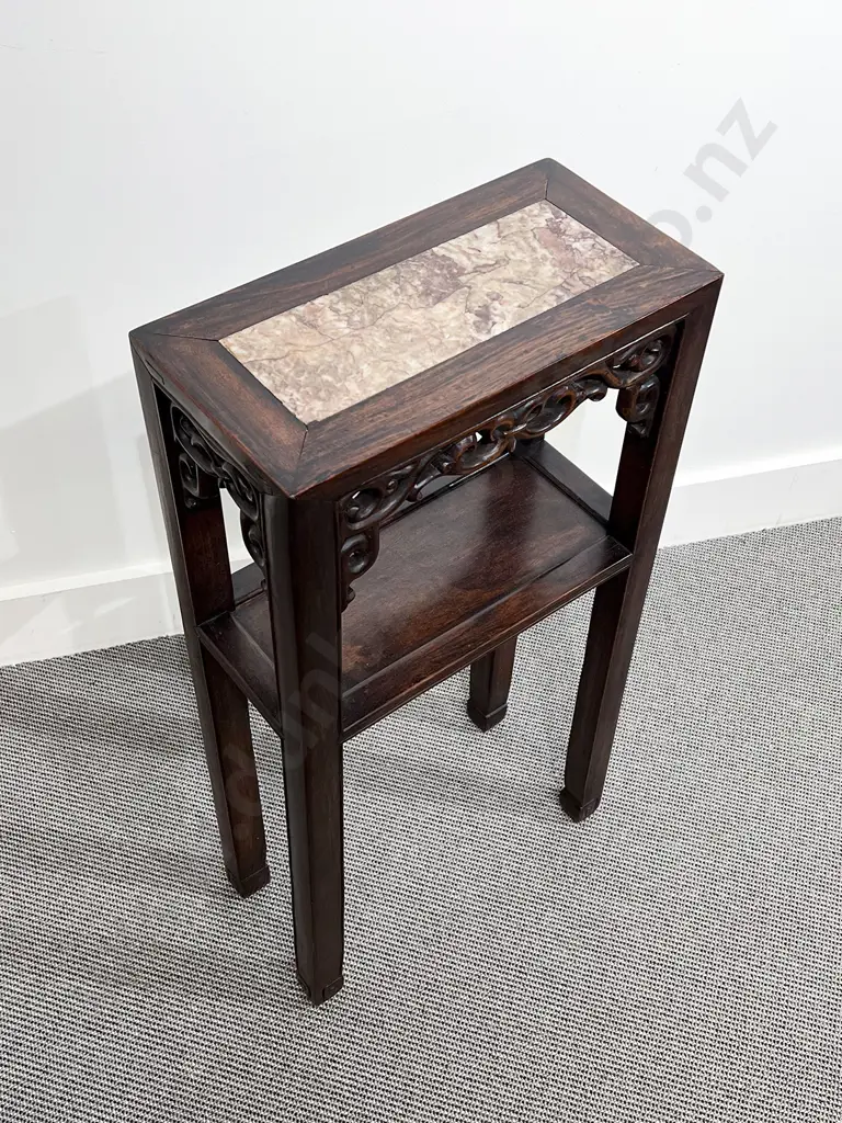 Chinese Vase Stand with Inset Porphyry Marble Top Image 1++