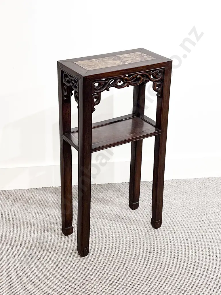 Chinese Vase Stand with Inset Porphyry Marble Top Image 1++