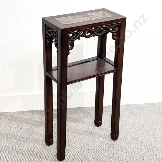 Chinese Vase Stand with Inset Porphyry Marble Top