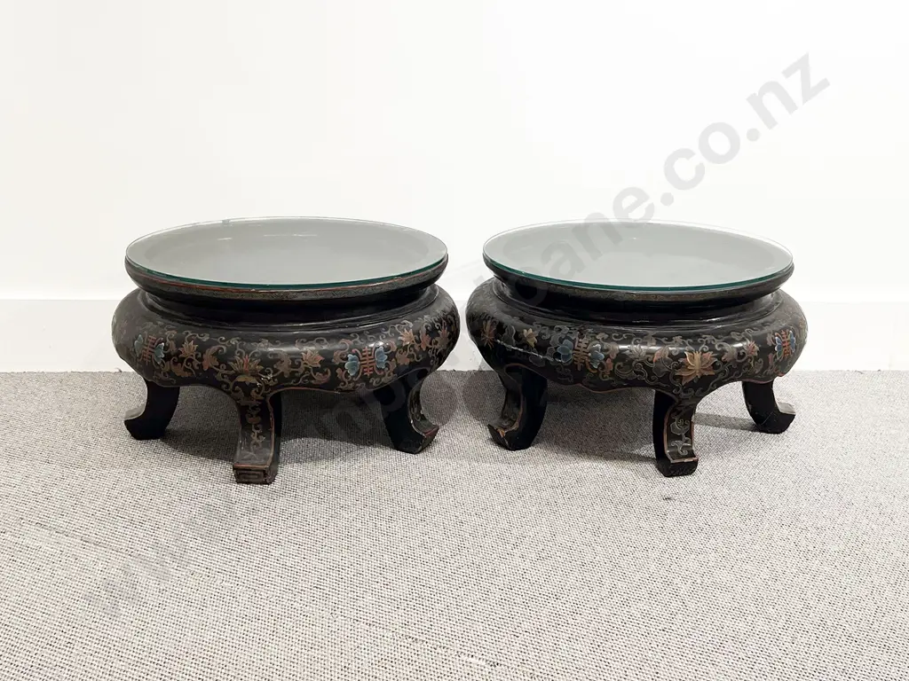 Pair Chinese Lacquer Vase Stands Image 1++