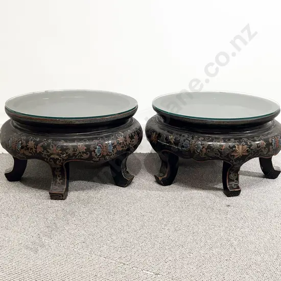 Pair Chinese Lacquer Vase Stands