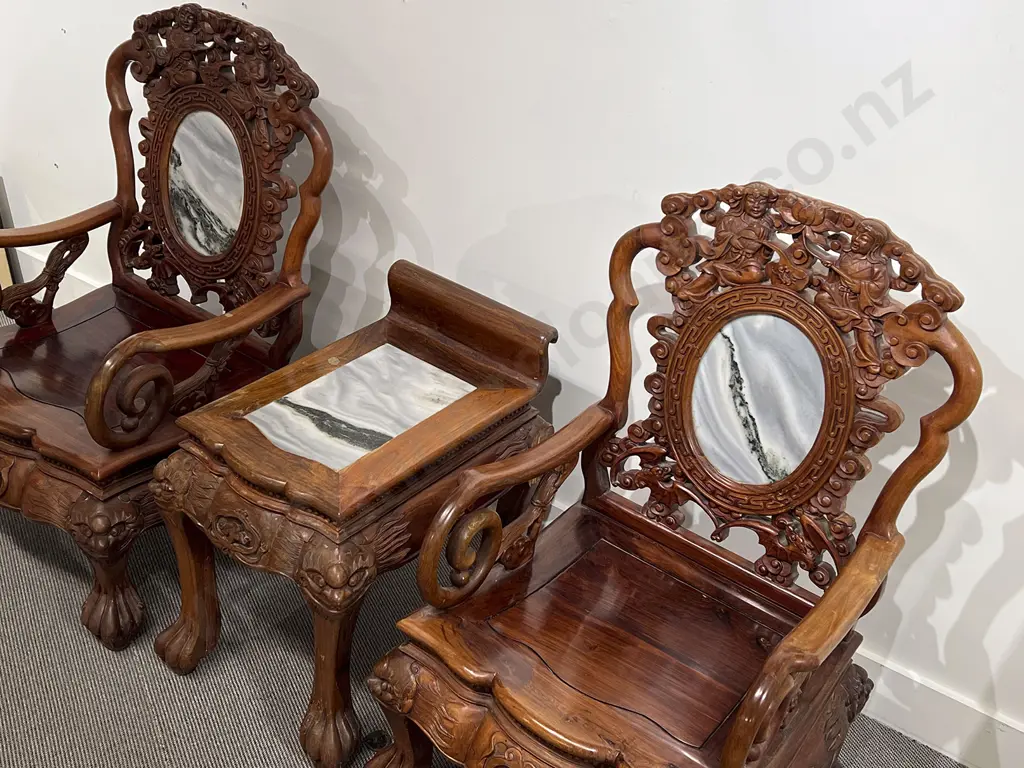 A Good Chinese Late Qing Dynasty Rosewood Five Piece suite Image 1++
