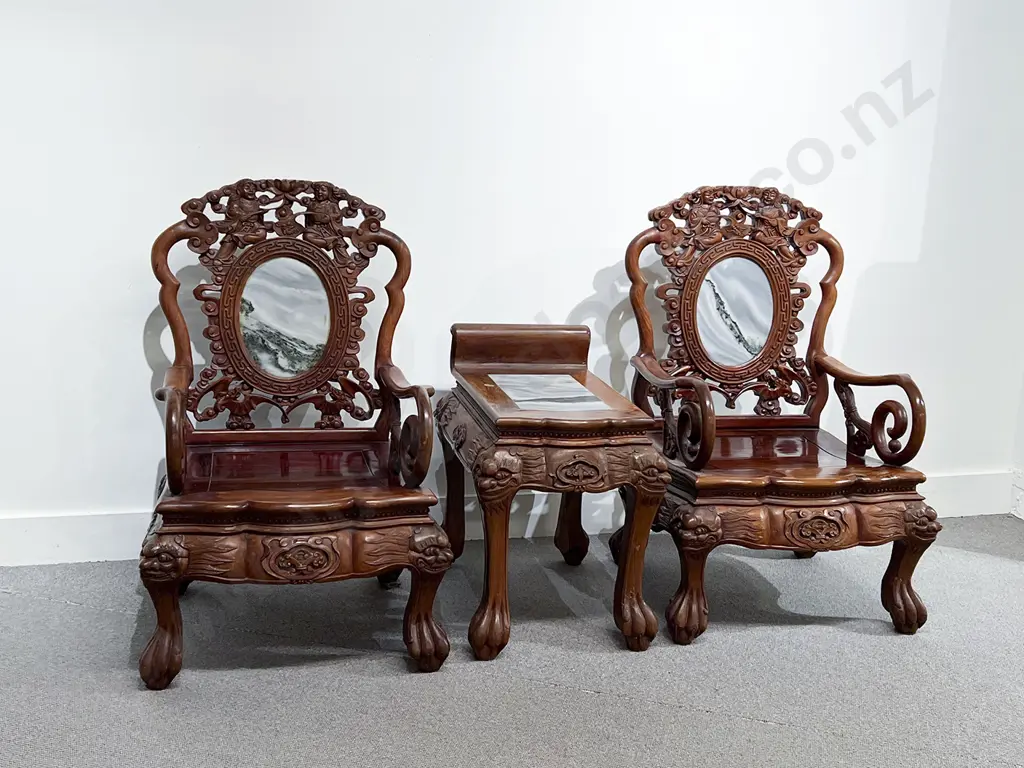 A Good Chinese Late Qing Dynasty Rosewood Five Piece suite Image 1++