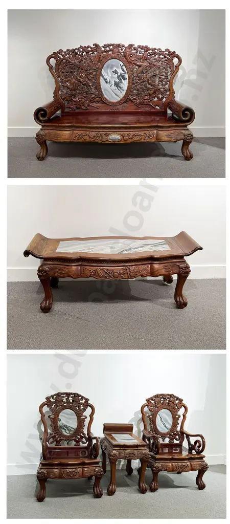 A Good Chinese Late Qing Dynasty Rosewood Five Piece suite Image 1++