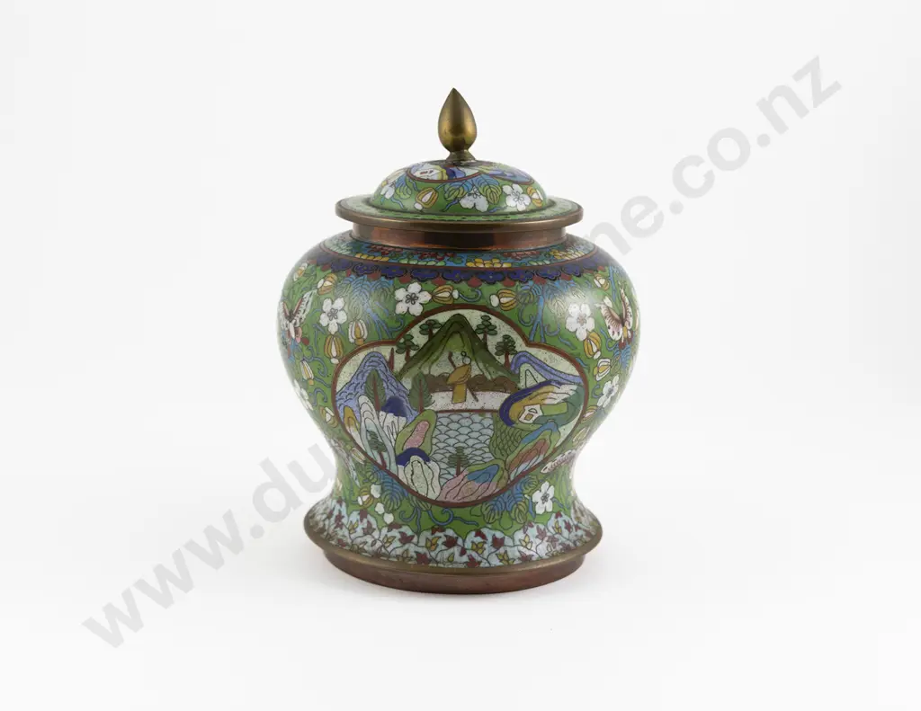 Chinese Cloisonne Lidded Jar Image 1++