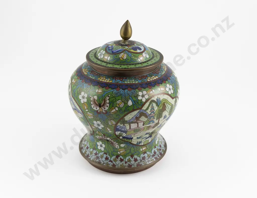 Chinese Cloisonne Lidded Jar Image 1++