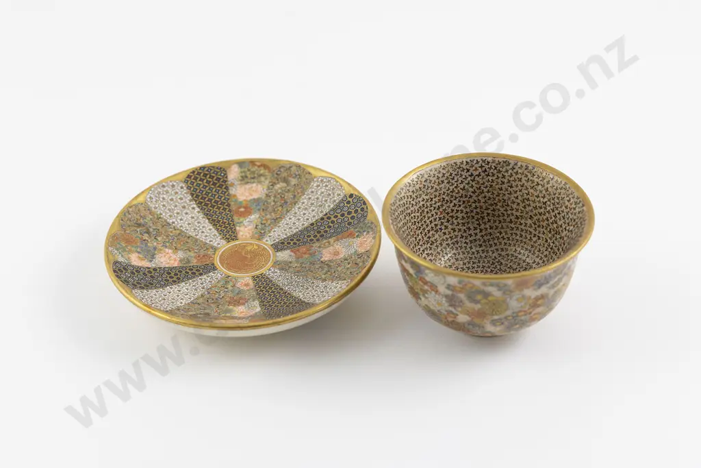 A Fine Meiji Period Satsuma Tea Bowl And Saucer Image 1++