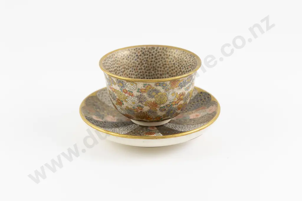 A Fine Meiji Period Satsuma Tea Bowl And Saucer Image 1++