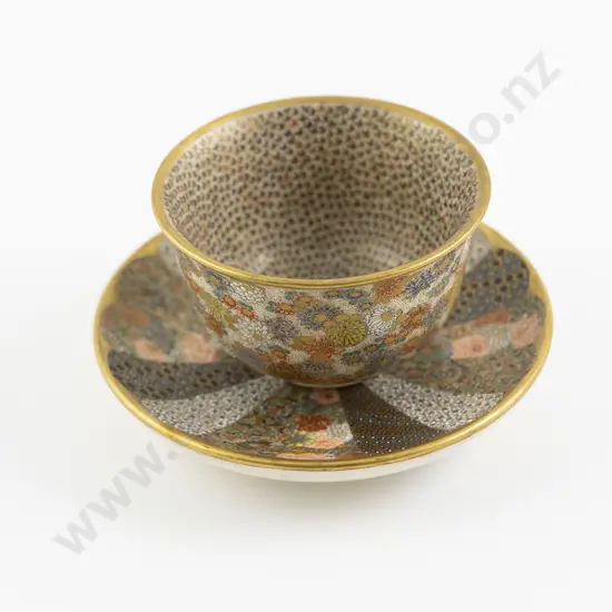 A Fine Meiji Period Satsuma Tea Bowl And Saucer