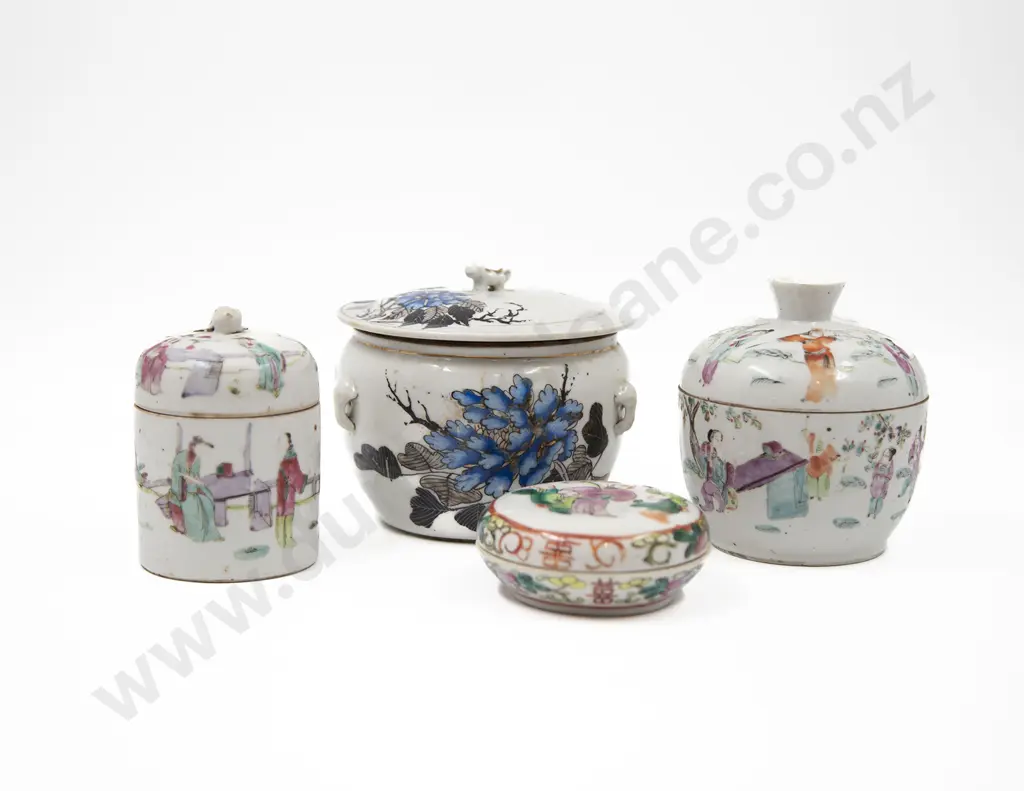 Four Chinese Late 19th Century Lidded Jars Image 1++