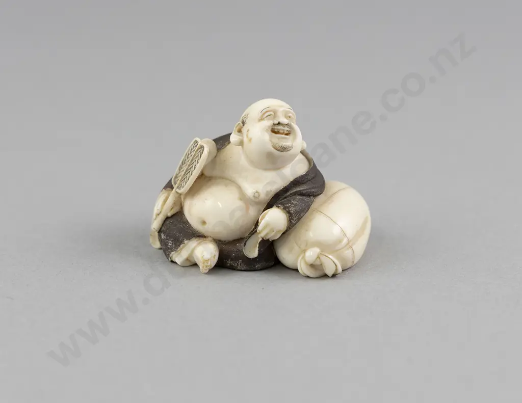 Japanese Ivory Hotei Buddha Netsuke Image 1++