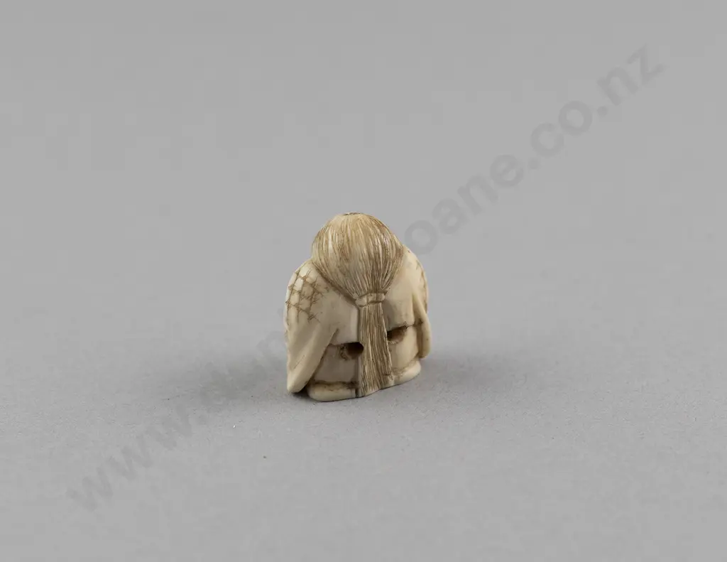 Ivory Netsuke of a Actor resting on his Mask Image 1++