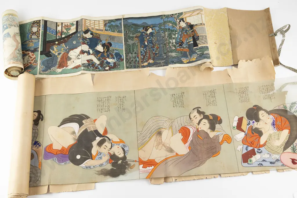 Two Japanese Meiji Period Shunga Scrolls Image 1++