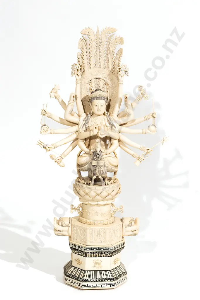 A Large And Impressive Ivory Avalokiteshvara  Figure Image 1++