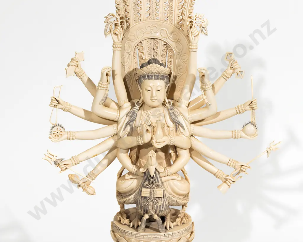 A Large And Impressive Ivory Avalokiteshvara  Figure Image 1++