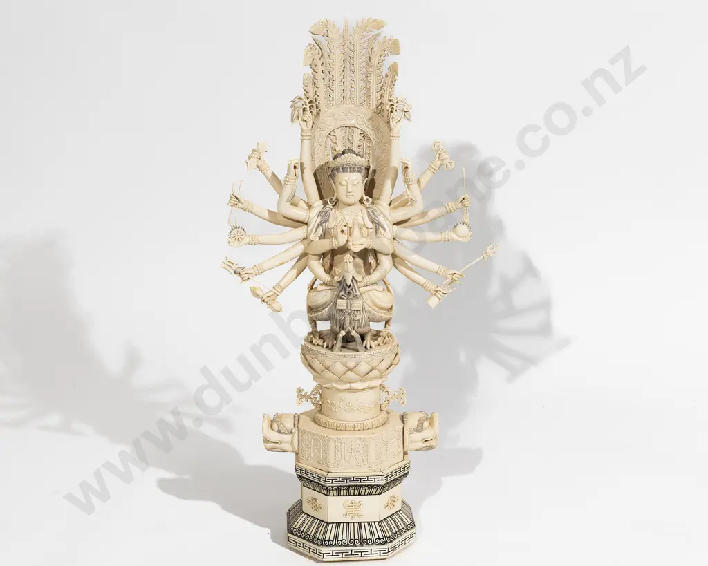 A Large And Impressive Ivory Avalokiteshvara  Figure Image 1++