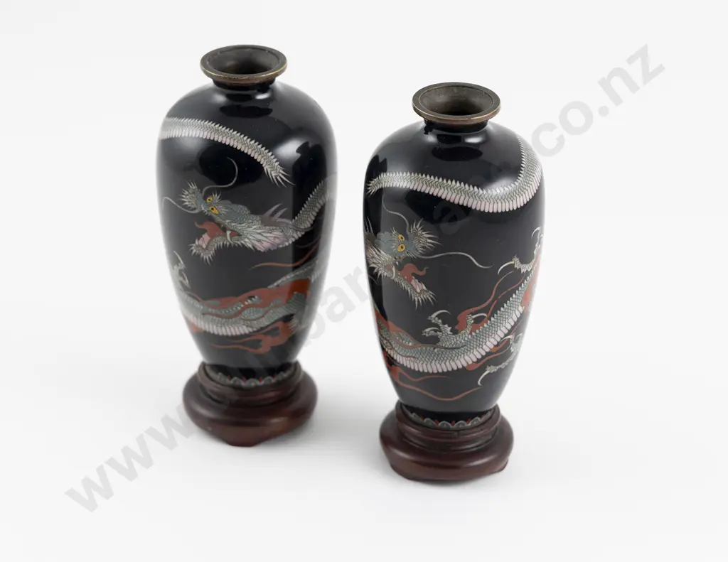A Fine Pair of Japanese Meiji Period Cloisonne vases Image 1++