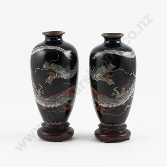 A Fine Pair of Japanese Meiji Period Cloisonne vases