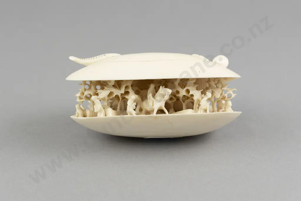 A Chinese carved Ivory Shell Form Diorama Image 1++