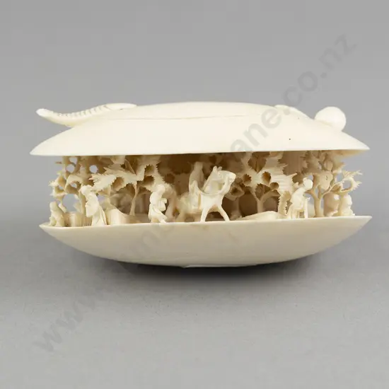 A Chinese carved Ivory Shell Form Diorama