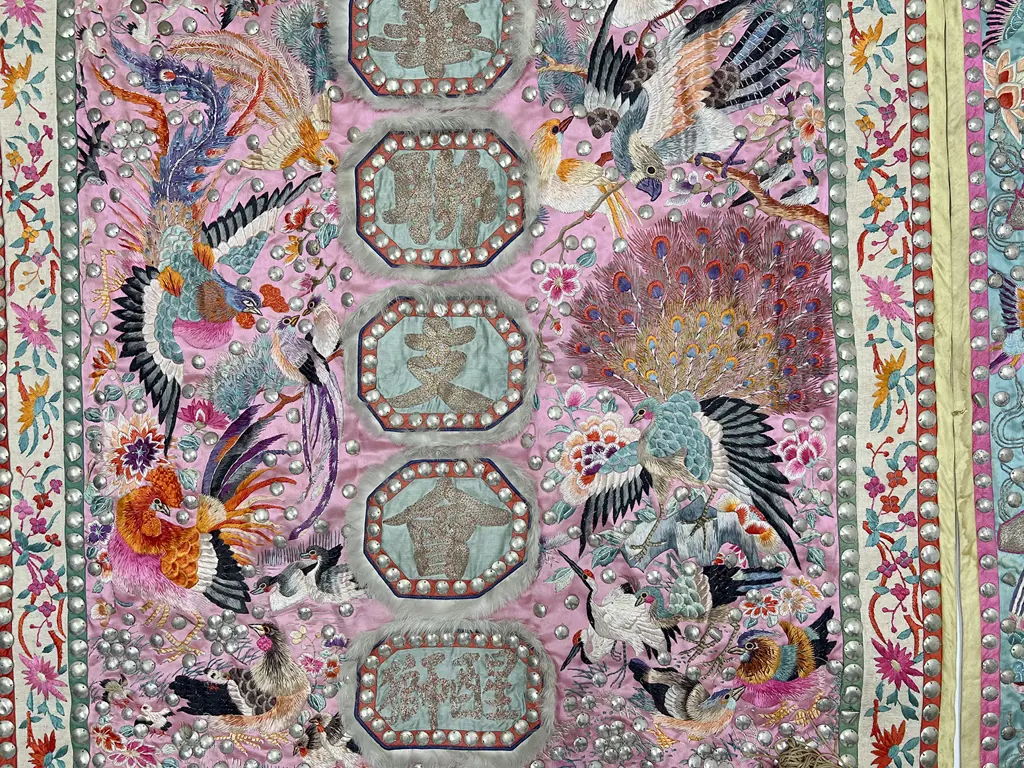 Large Finely Woven Chinese Silk Embordered Panel Image 1++
