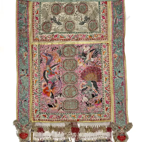 Large Finely Woven Chinese Silk Embordered Panel
