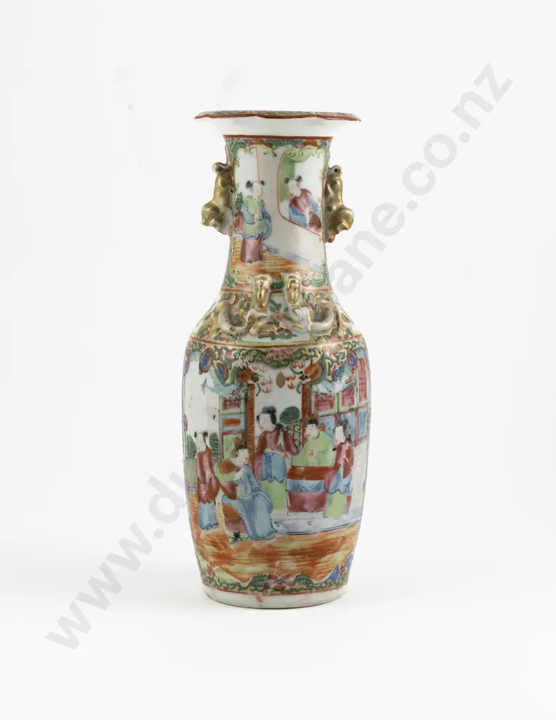 Chinese 19th Century Famile Rose Canton Vase Image 1++