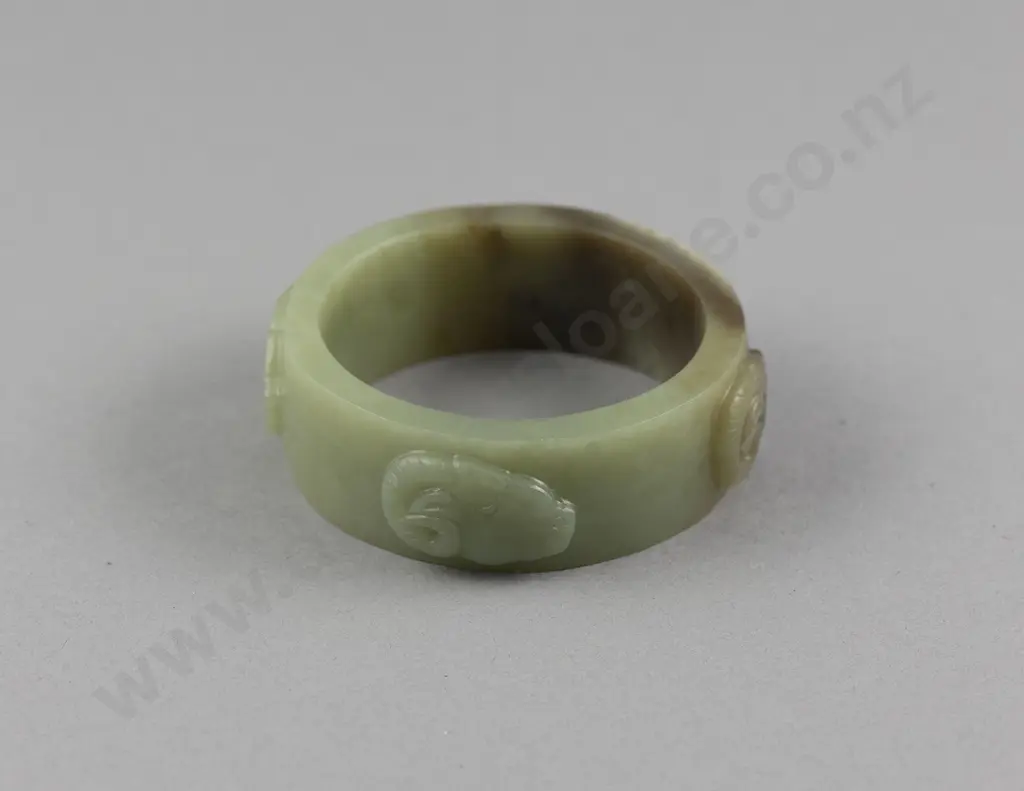 Chinese Mutton Fat Jade Archaic Style Bangle Image 1++