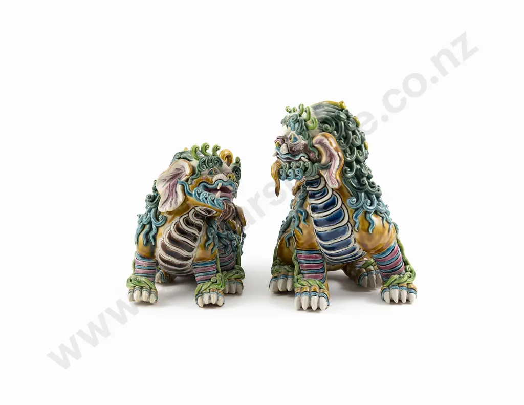 Two Decorative Buddhist Lion Dogs Image 1++