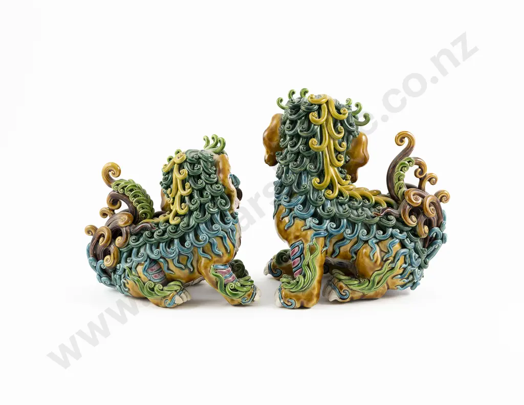 Two Decorative Buddhist Lion Dogs Image 1++