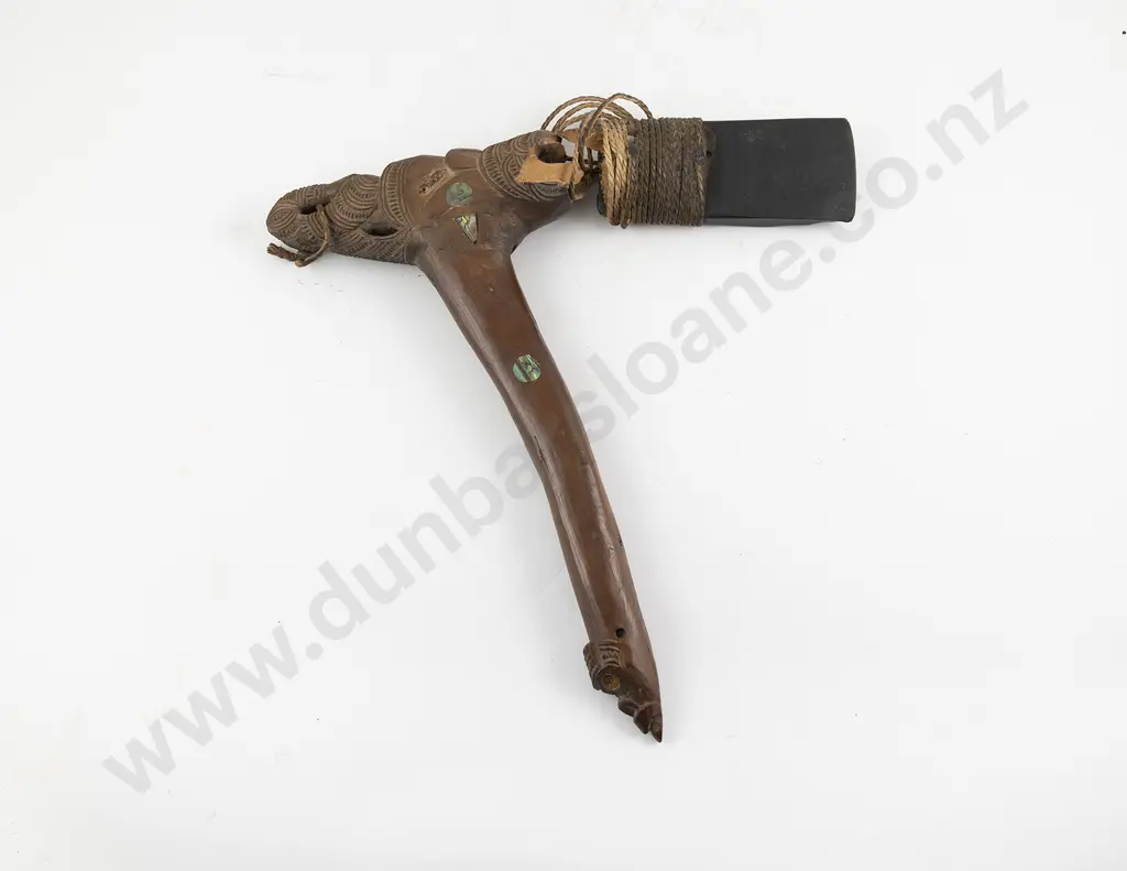 An Early 20th Century Maori Aze Handle With Corresponding Toki Image 1++