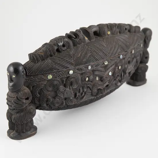A Finely Carved Ngati Tarawhai Waka Huia ( Treasure Box) by Tene Waitere