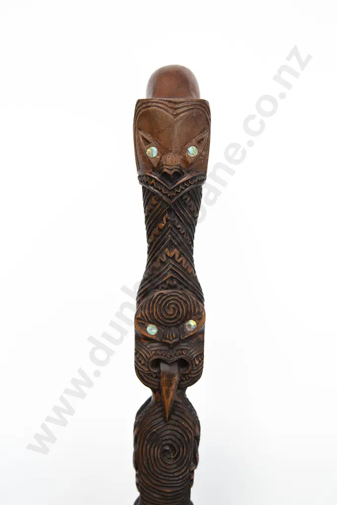 A Large 20th Century Tokotoko With Surmounting Double-Sided Figures Image 1++