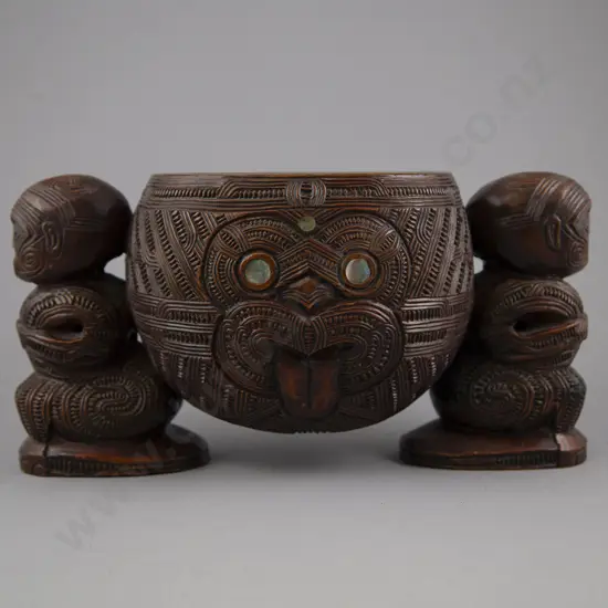 A Late 19th Century Figure Supported Kumete (Ngati Tarawhai)