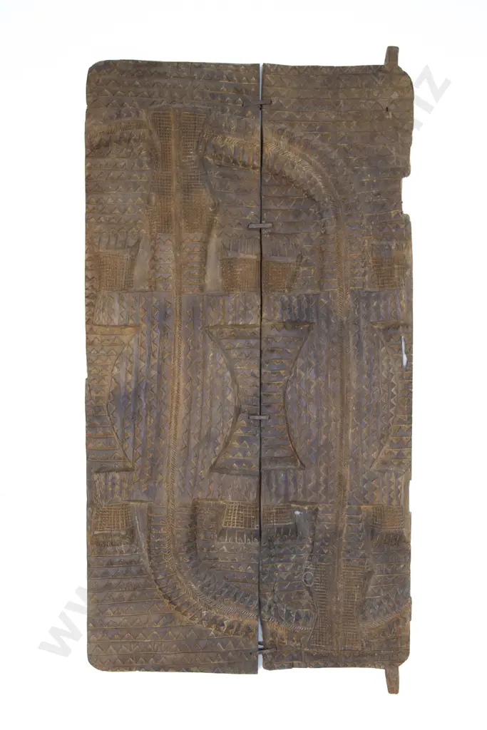 Hand Carved Wooden Door From The Baule People Of Ivory Coast Image 1++