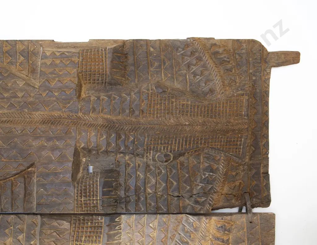 Hand Carved Wooden Door From The Baule People Of Ivory Coast Image 1++