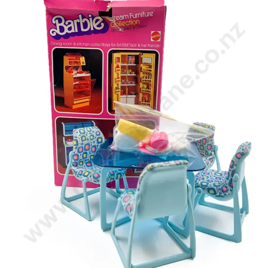C1978 Boxed Mattel Barbie Dream Furniture Collection Dining Table & Chairs and Refrigerator/Freezer