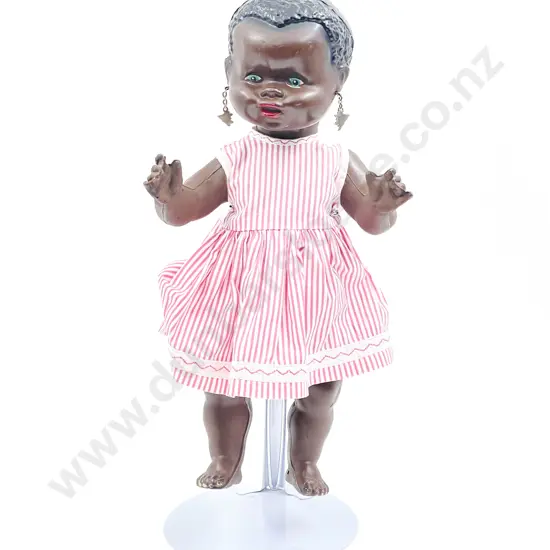 Unmarked Black Hard Plastic Character Doll