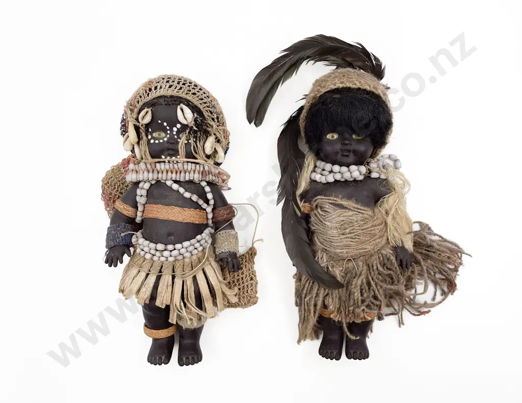 Pair Australian Netta Metti Vinyl Aborigine Costume Dolls Image 1++