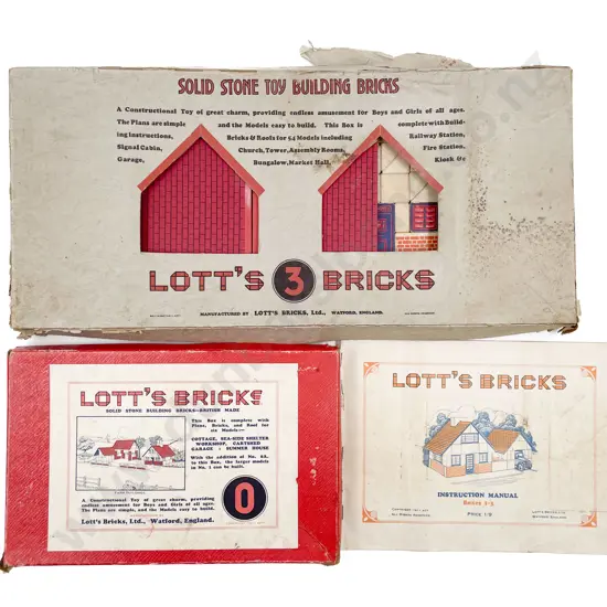Boxed Lott's Bricks Ltd Watford England Solid Stone Building Bricks